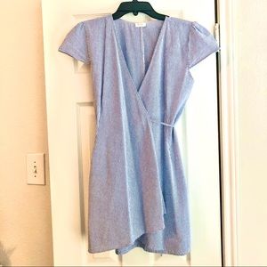 Brandy Melville Blue Seersucker Wrap Dress